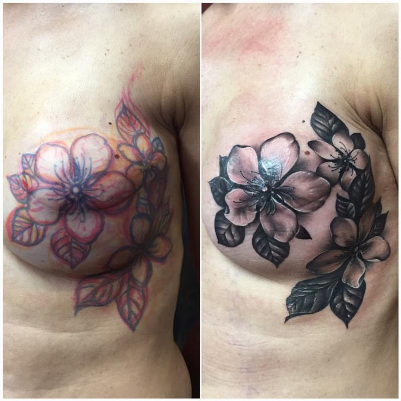 Breast Cancer Cherry Flower Tattoo by Yarda : Tattoos